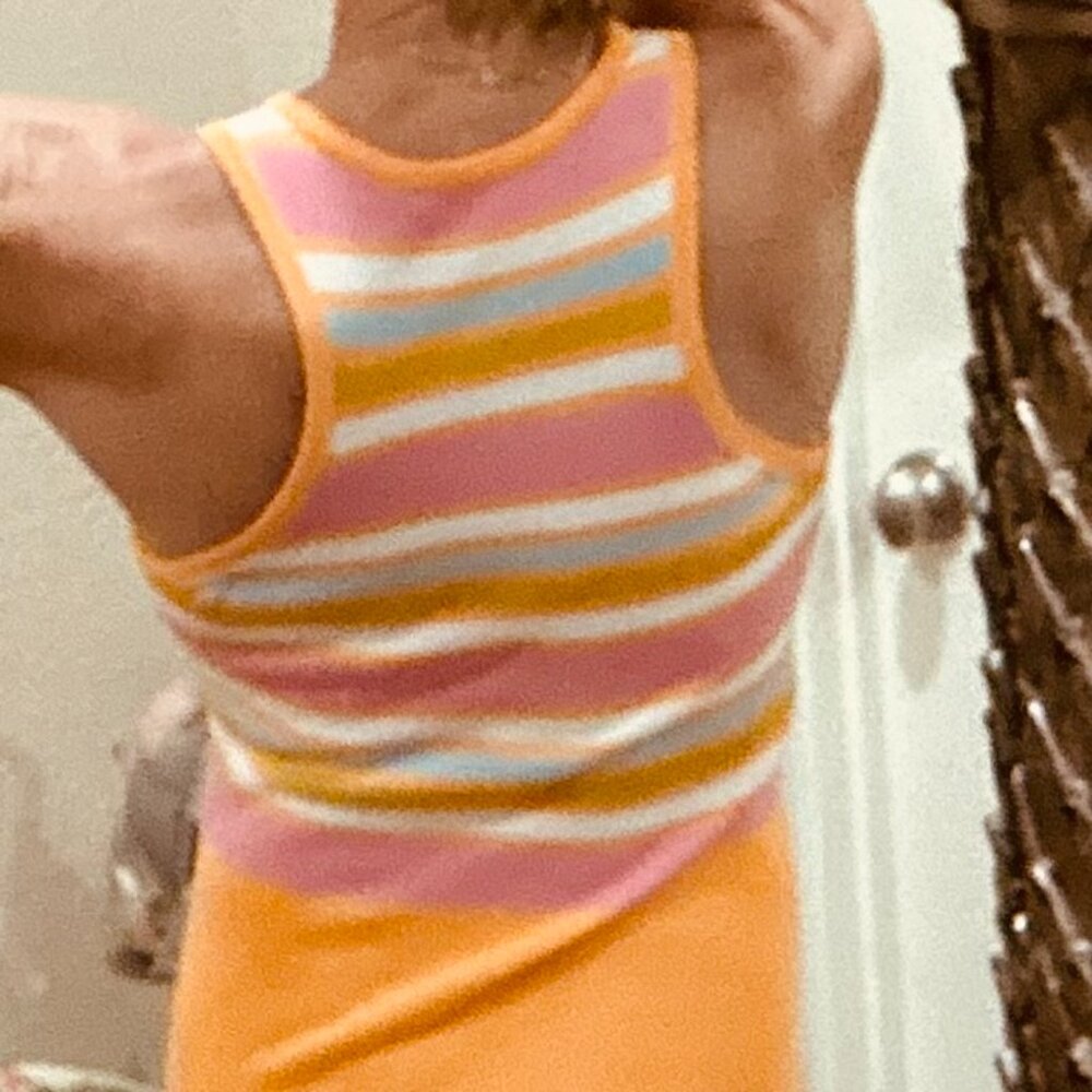 NWOT! Trina Turk Melon Orange, Fresh Pink, Light Blue, White Light Knit Dress